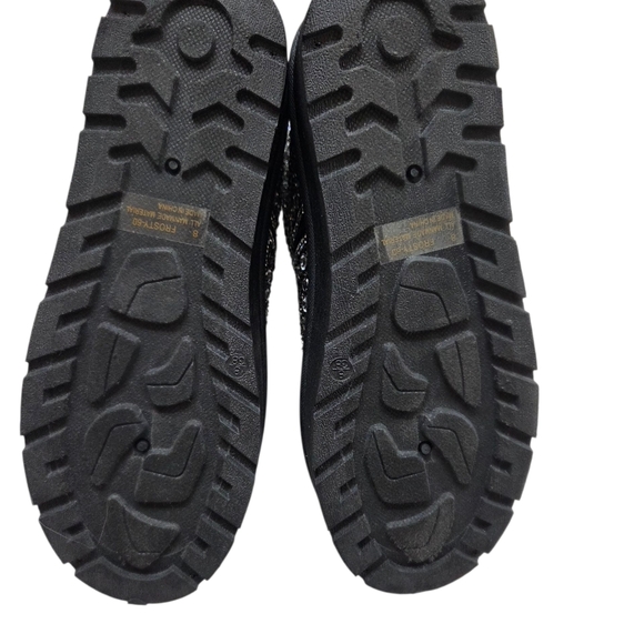 ROUGE Faux Fur Lined Studded Rhinestone Platform Ankle Boots Size 8 Black Silver - Picture 12 of 16